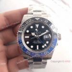 Noob Factory V7 Swiss 3186 Fake Rolex Batman GMT-Master II Ss Watch
